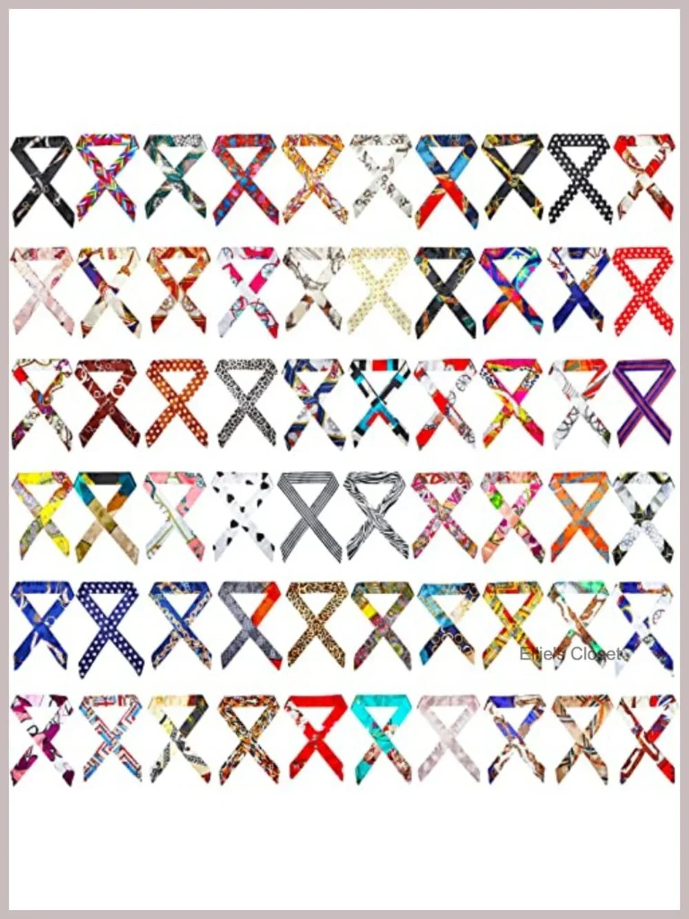 60 Pack Satin Polyester Multi-pattern Handbag Head Scarves Hair Ribbon Neck